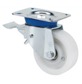 Nylon zwenkwiel geremd met topplaat - 80mm - 300kg