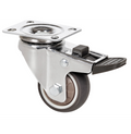 Meubel zwenkwiel TPR geremd met topplaat  - 50mm - 30kg Kogellager