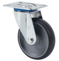 TPR Rubber Premium zwenkwiel  met topplaat - 100mm - 100kg
