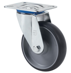 TPR Rubber Premium zwenkwiel  met topplaat - 100mm - 100kg