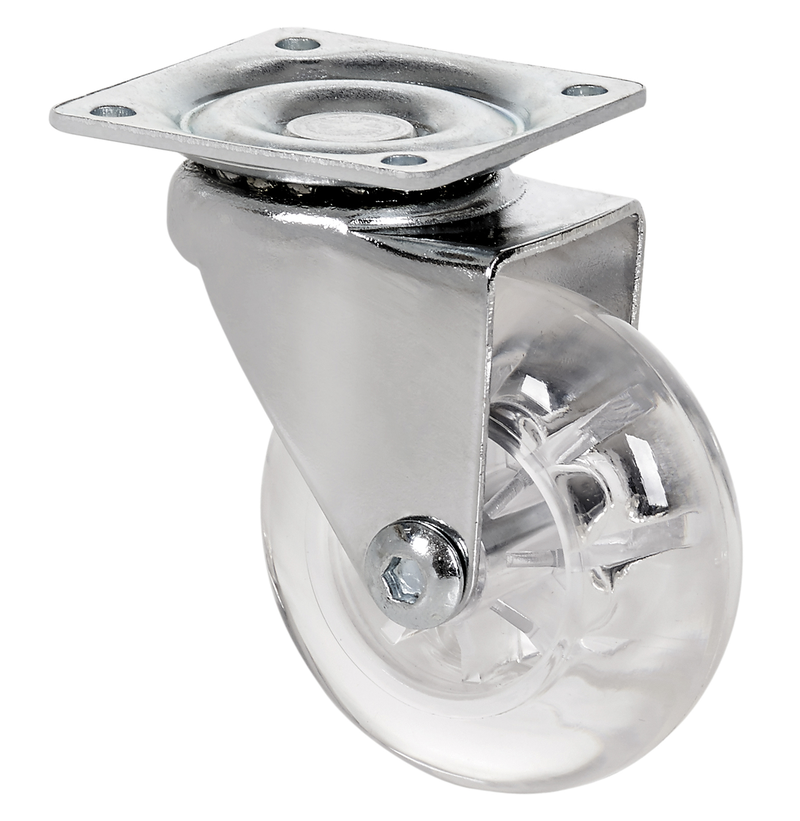 Transparant Meubel zwenkwiel met topplaat  - 50mm - 40kg