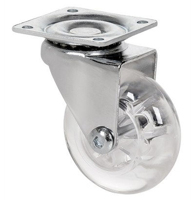 Transparant Meubel zwenkwiel met topplaat  - 75mm - 60kg