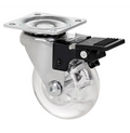 Transparant Meubel zwenkwiel geremd met topplaat  - 75mm - 60kg