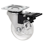 Transparant Meubel zwenkwiel geremd met topplaat  - 75mm - 60kg